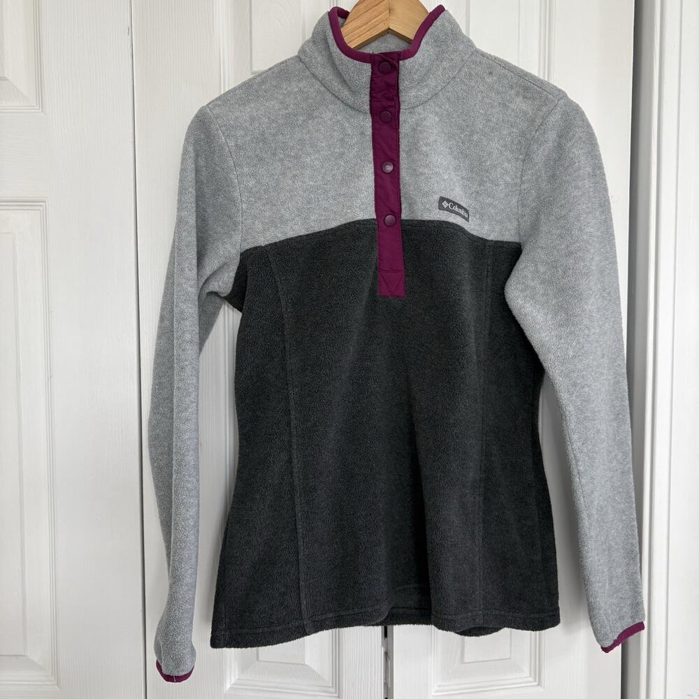 Columbia Fleece Pullover Sweatshirt 1/4 Snap Mock Neck Colorblock Women’s S